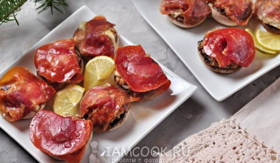 Рецепт шампиньоны, фаршированные ветчиной и сыром, в духовке