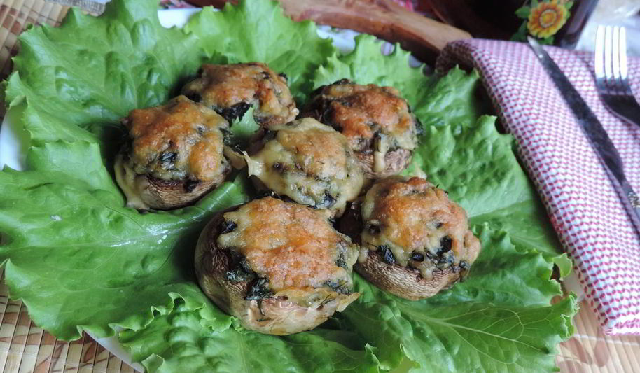 Рецепт шампиньоны, фаршированные зеленым луком