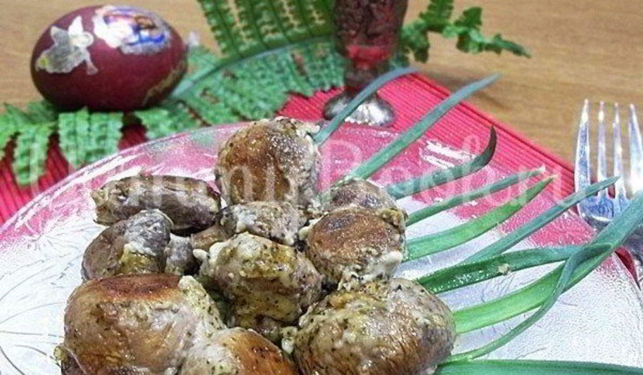 Рецепт шампиньоны, запеченные на костре