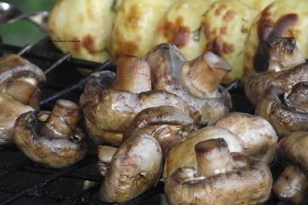 Шампиньоны, запеченные на мангале