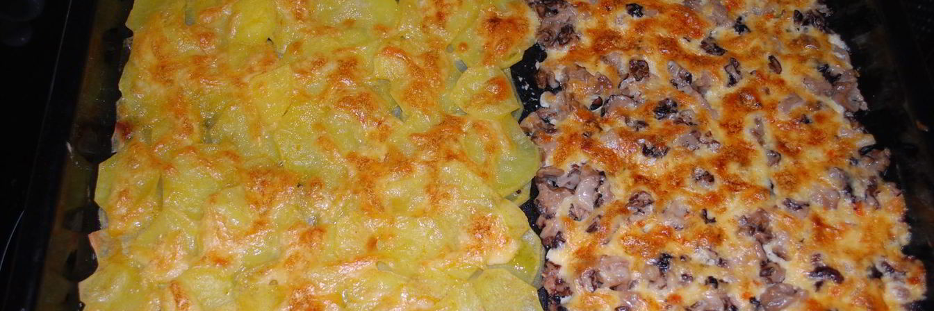 Сморчки запеченные под сыром с картофелем