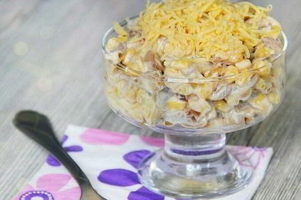 Жаренные грибы с сыром и кукурузой