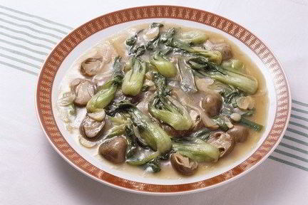 Жареные грибы с пак-чоем