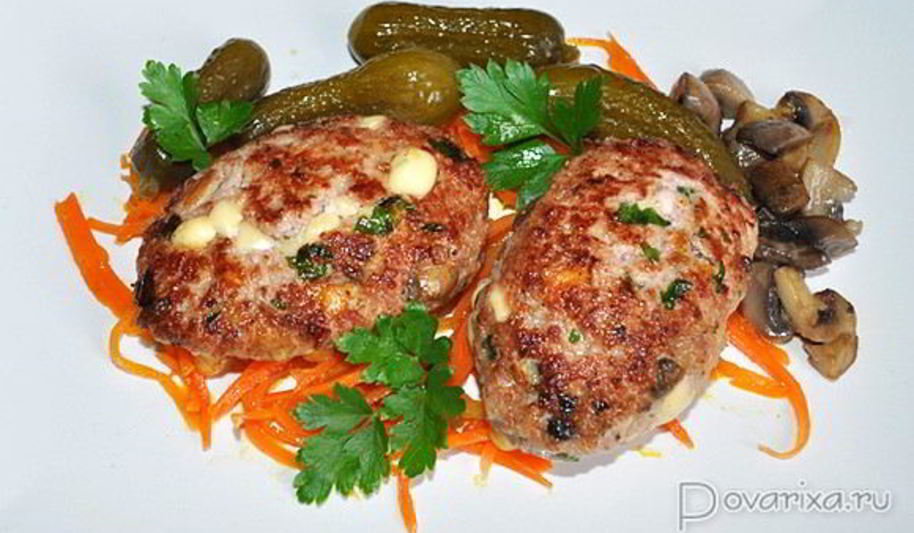 Рецепт котлеты мясные с грибами и сыром