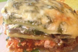 Лазанья из кабачков с грибами