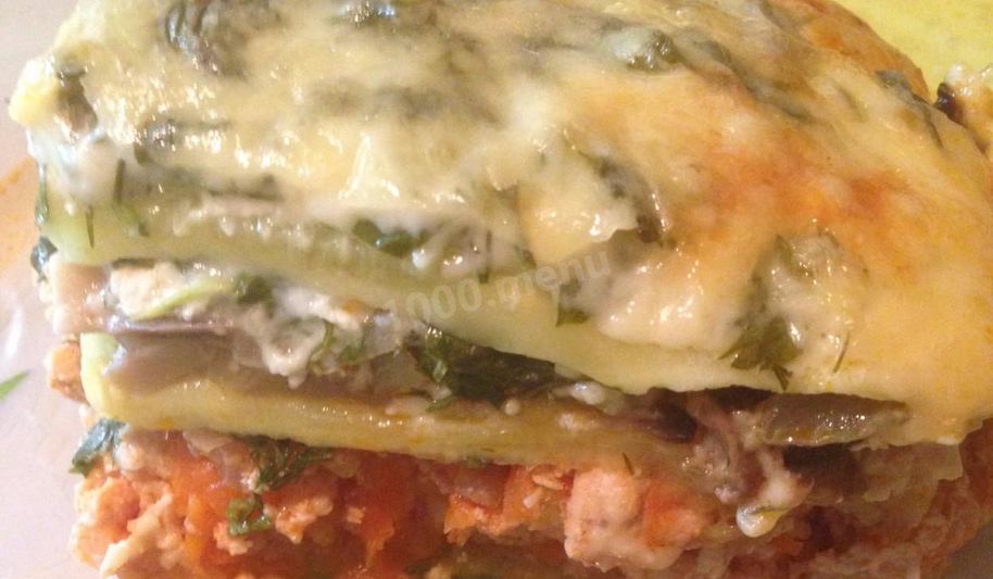 Рецепт лазанья из кабачков с грибами