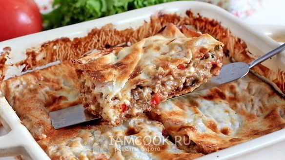 ШАГ 18. лазанья из лаваша с фаршем и сметанным соусом
