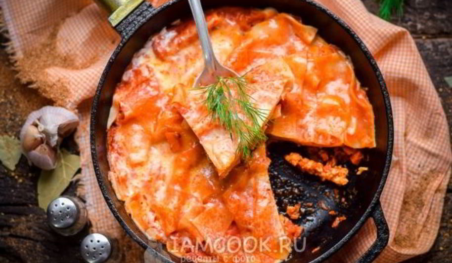 Рецепт лазанья на сковороде