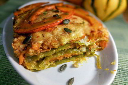 Лазанья с карамелизированной тыквой