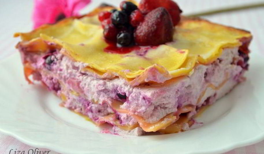 Рецепт лазанья с рикоттой и ягодным ассорти