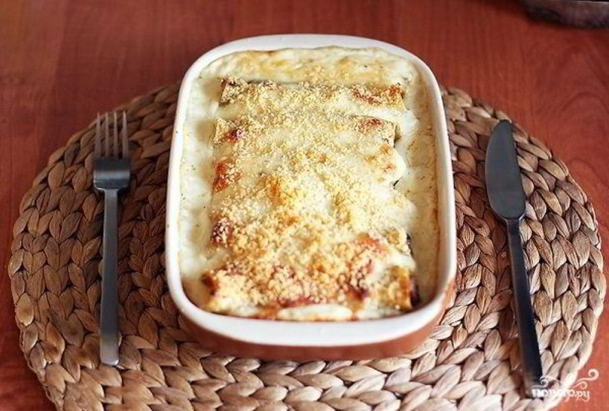 Фаршированные макароны под соусом