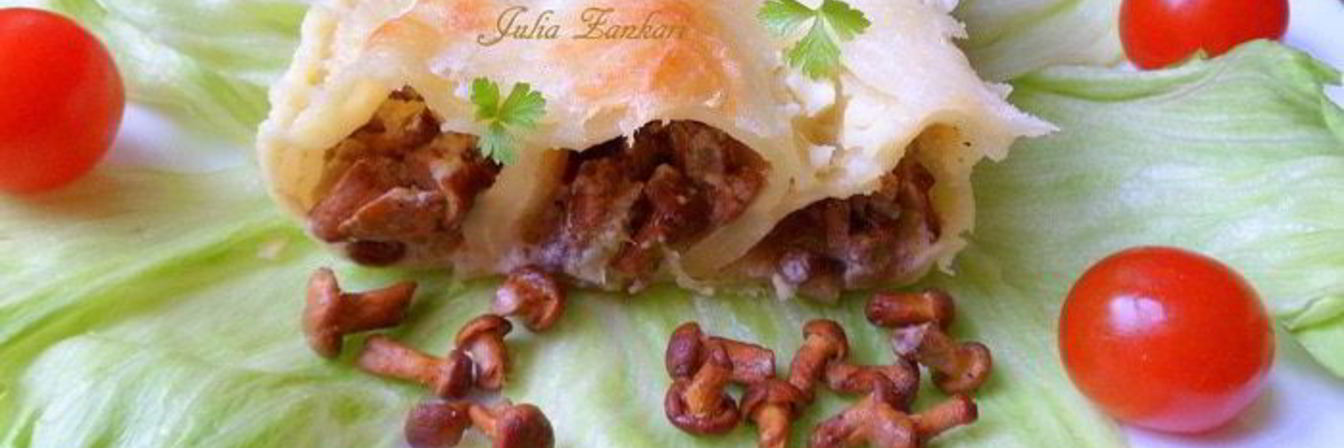 Каннелони с лисичками в сливочном соусе