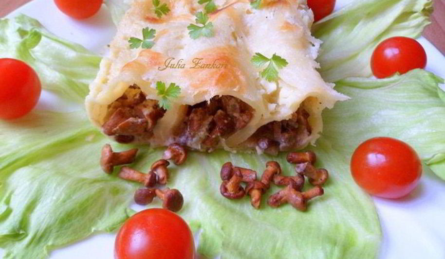 Рецепт каннелони с лисичками в сливочном соусе