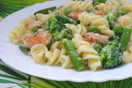 Макароны с грибами овощами сыром