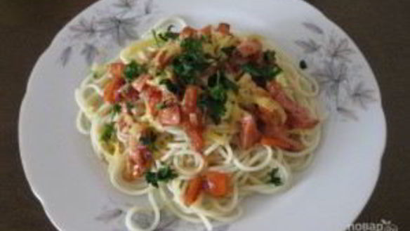 ШАГ 5. макароны с колбасой и томатным соусом