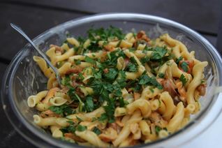 Макароны с лисичками