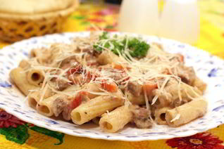 Макароны с мясом и овощами