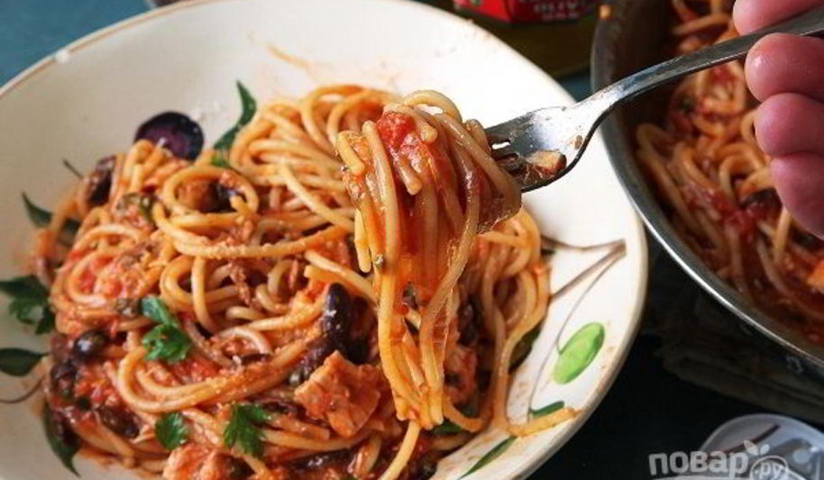 Рецепт паста с анчоусами и оливками