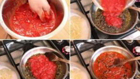 ШАГ 3. паста с анчоусами и оливками