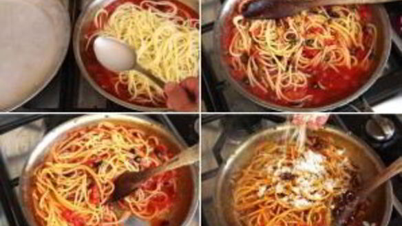 ШАГ 5. паста с анчоусами и оливками