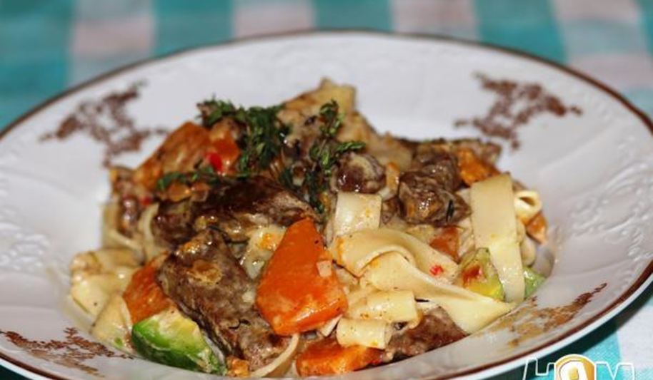 Рецепт паста с говядиной и тыквой