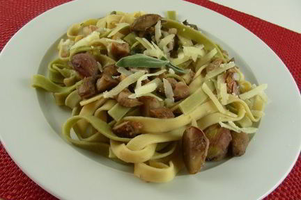 Паста с каштанами, грибами и шалфеем