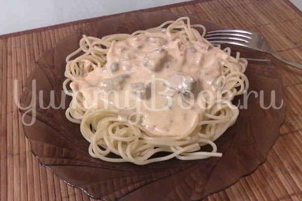 Паста с консервированным лососем