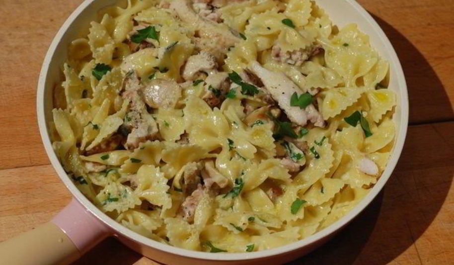 Рецепт паста с курицей и белыми грибами