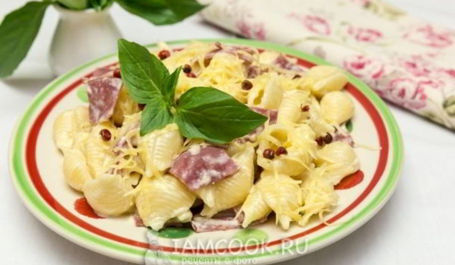 Рецепт паста с ветчиной и сыром