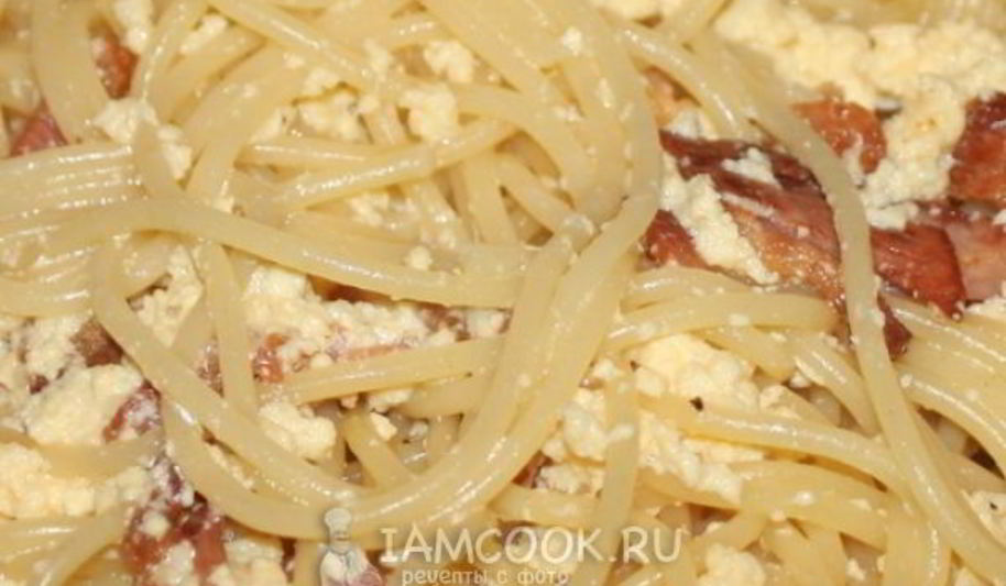 Рецепт спагетти карбонара со сливками и жареным беконом