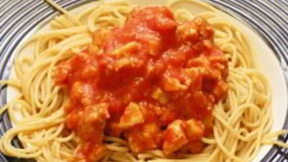 ШАГ 4. спагетти с курицей и перчиком чили