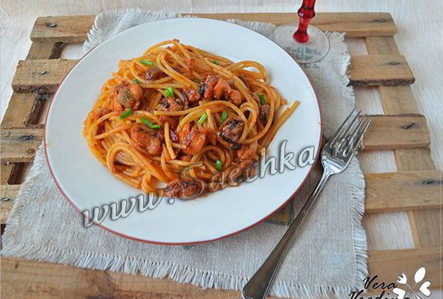 Спагетти с морепродуктами