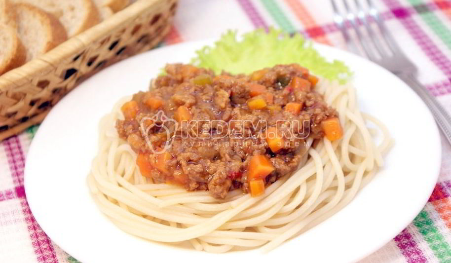 Рецепт спагетти с мясной подливой