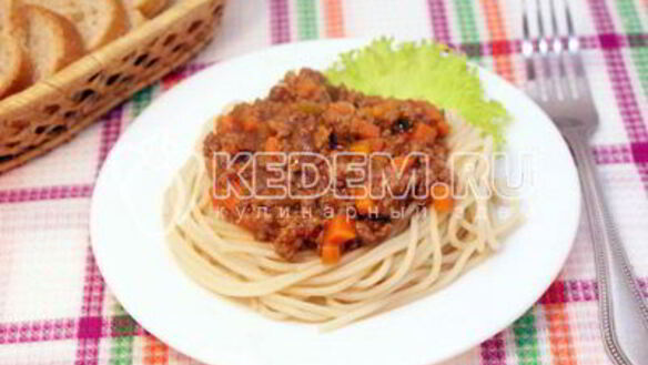 ШАГ 5. спагетти с мясной подливой