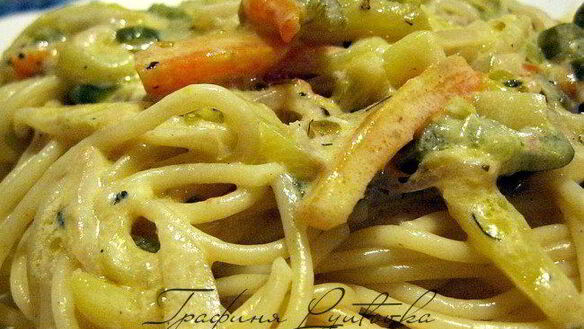 ШАГ 7. спагетти с овощами в сливочном соусе