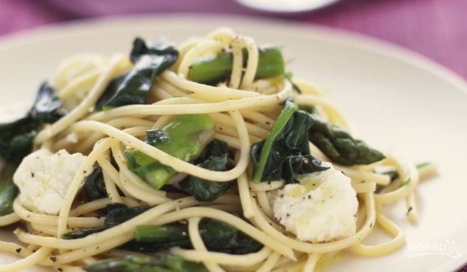 Рецепт спагетти со шпинатом