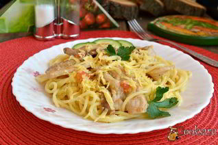 Спагетти со свиной грудинкой и яично-сливочным соусом