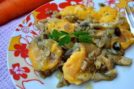 Морковные клецки с грибами