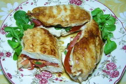 Куриная грудка с помидорами