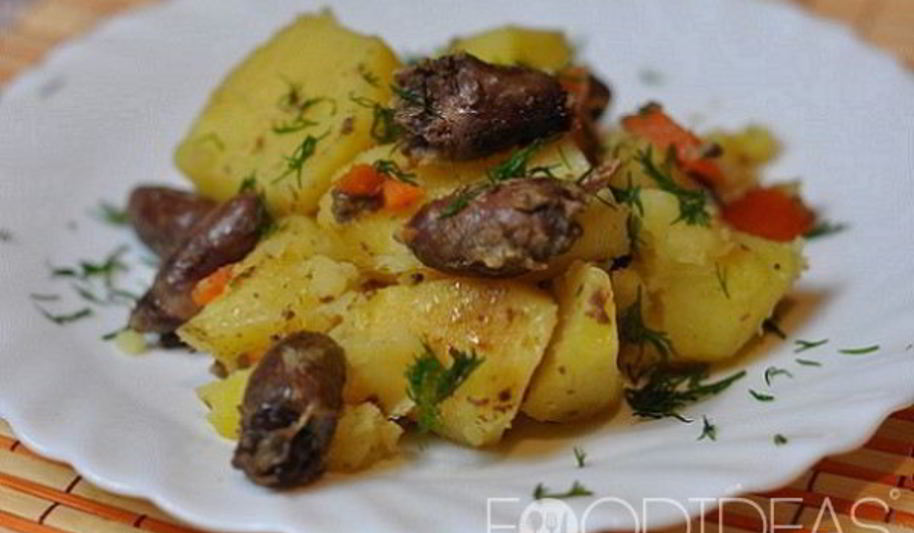 Рецепт куриные сердечки с картошкой