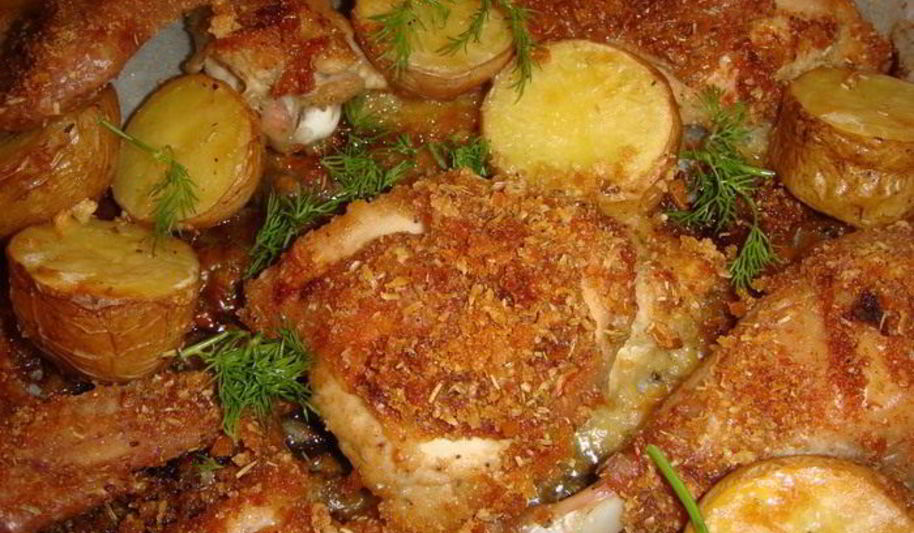 Рецепт курица и картофель, запеченные с розмарином