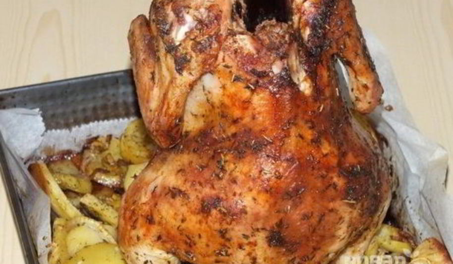 Рецепт курица на бутылке в духовке целиком