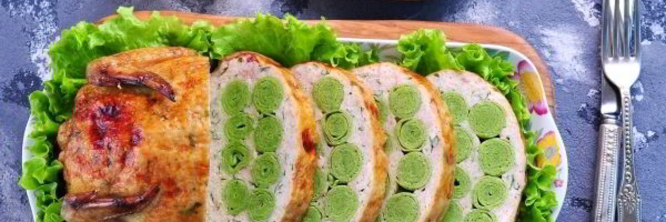 Курица по-царски, фаршированная блинами