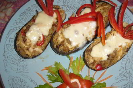 Курица с баклажанами и рисом