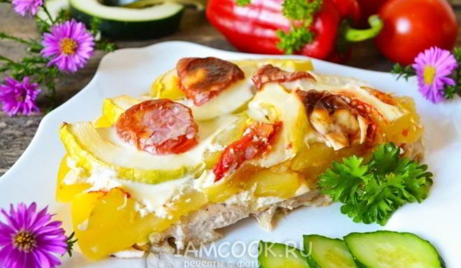 Рецепт курица с кабачками и картошкой в духовке