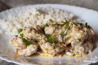 Мясо с грибами в сметане