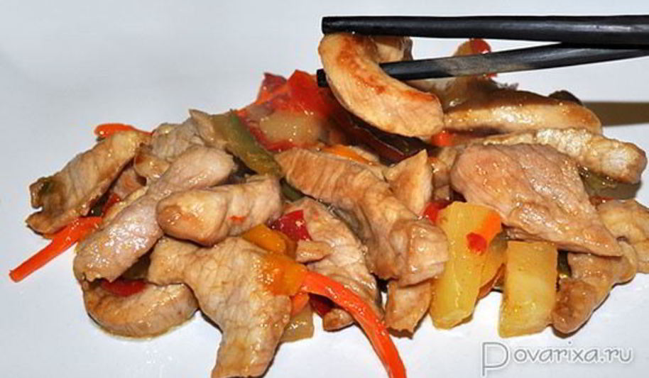 Рецепт свинина по-китайски с ананасом