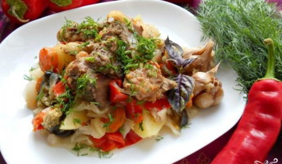 Рецепт свинина, тушеная с овощами