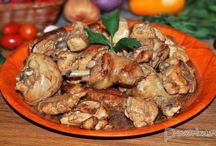 Тушеная курица Бурбон