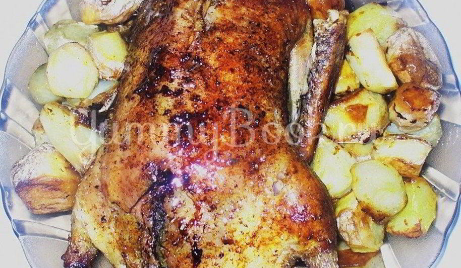 Рецепт утка фаршированная грибами и картофелем